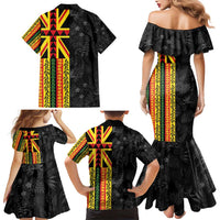 Hawaii Maoli Spirit Family Matching Mermaid Dress and Hawaiian Shirt Kakau Pattern With Flower Lei - Polynesian Pride