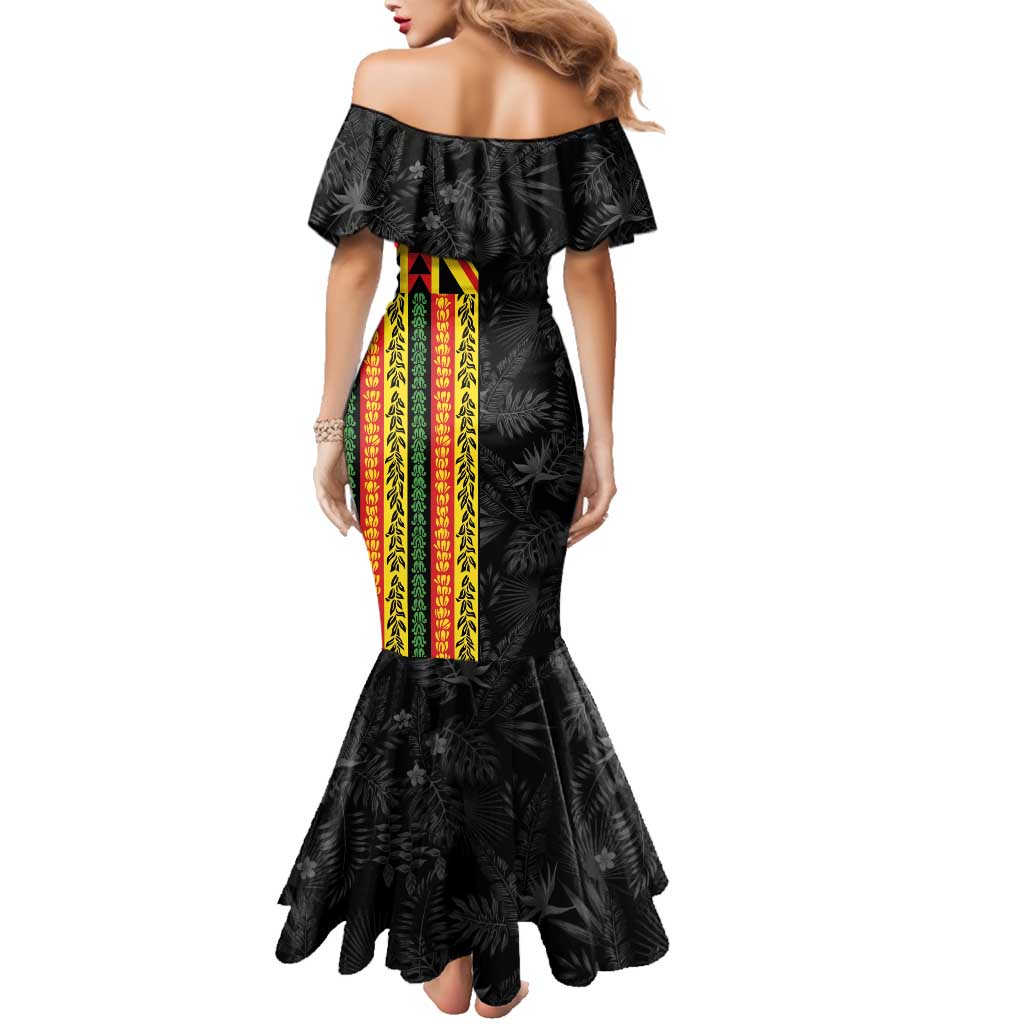 Hawaii Maoli Spirit Family Matching Mermaid Dress and Hawaiian Shirt Kakau Pattern With Flower Lei - Polynesian Pride