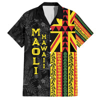 Hawaii Maoli Spirit Family Matching Off Shoulder Short Dress and Hawaiian Shirt Kakau Pattern With Flower Lei - Polynesian Pride