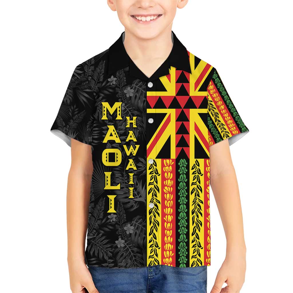 Hawaii Maoli Spirit Family Matching Off Shoulder Short Dress and Hawaiian Shirt Kakau Pattern With Flower Lei - Polynesian Pride