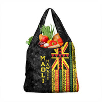 Hawaii Maoli Spirit Grocery Bag Kakau Pattern With Flower Lei - Polynesian Pride