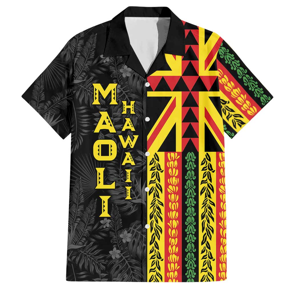 Hawaii Maoli Spirit Hawaiian Shirt Kakau Pattern With Flower Lei LT05 Black - Polynesian Pride