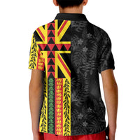 Hawaii Maoli Spirit Kid Polo Shirt Kakau Pattern With Flower Lei - Polynesian Pride