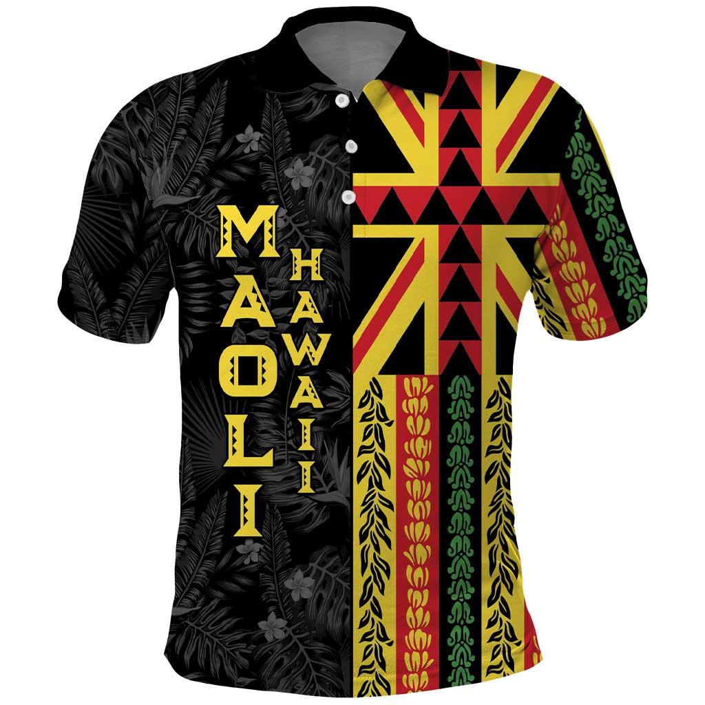 Hawaii Maoli Spirit Polo Shirt Kakau Pattern With Flower Lei - Polynesian Pride