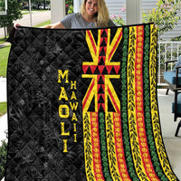 Hawaii Maoli Spirit Quilt Kakau Pattern With Flower Lei - Polynesian Pride