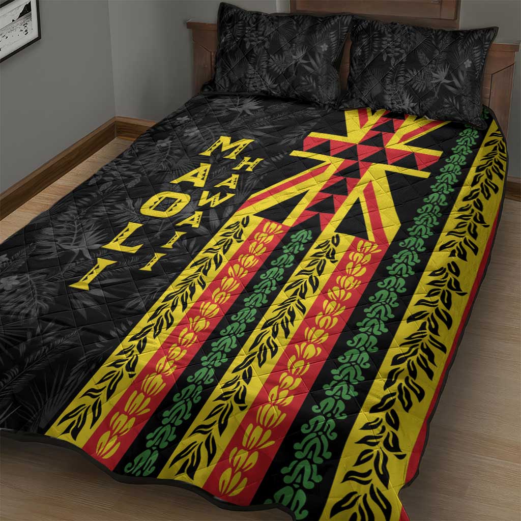 Hawaii Maoli Spirit Quilt Bed Set Kakau Pattern With Flower Lei - Polynesian Pride