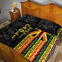 Hawaii Maoli Spirit Quilt Bed Set Kakau Pattern With Flower Lei - Polynesian Pride
