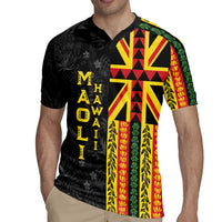 Hawaii Maoli Spirit Rugby Jersey Kakau Pattern With Flower Lei - Polynesian Pride