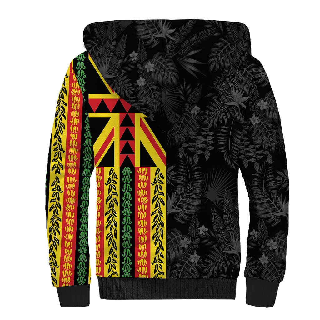 Hawaii Maoli Spirit Sherpa Hoodie Kakau Pattern With Flower Lei LT05 - Polynesian Pride