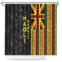 Hawaii Maoli Spirit Shower Curtain Kakau Pattern With Flower Lei - Polynesian Pride