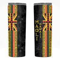 Hawaii Maoli Spirit Skinny Tumbler Kakau Pattern With Flower Lei - Polynesian Pride