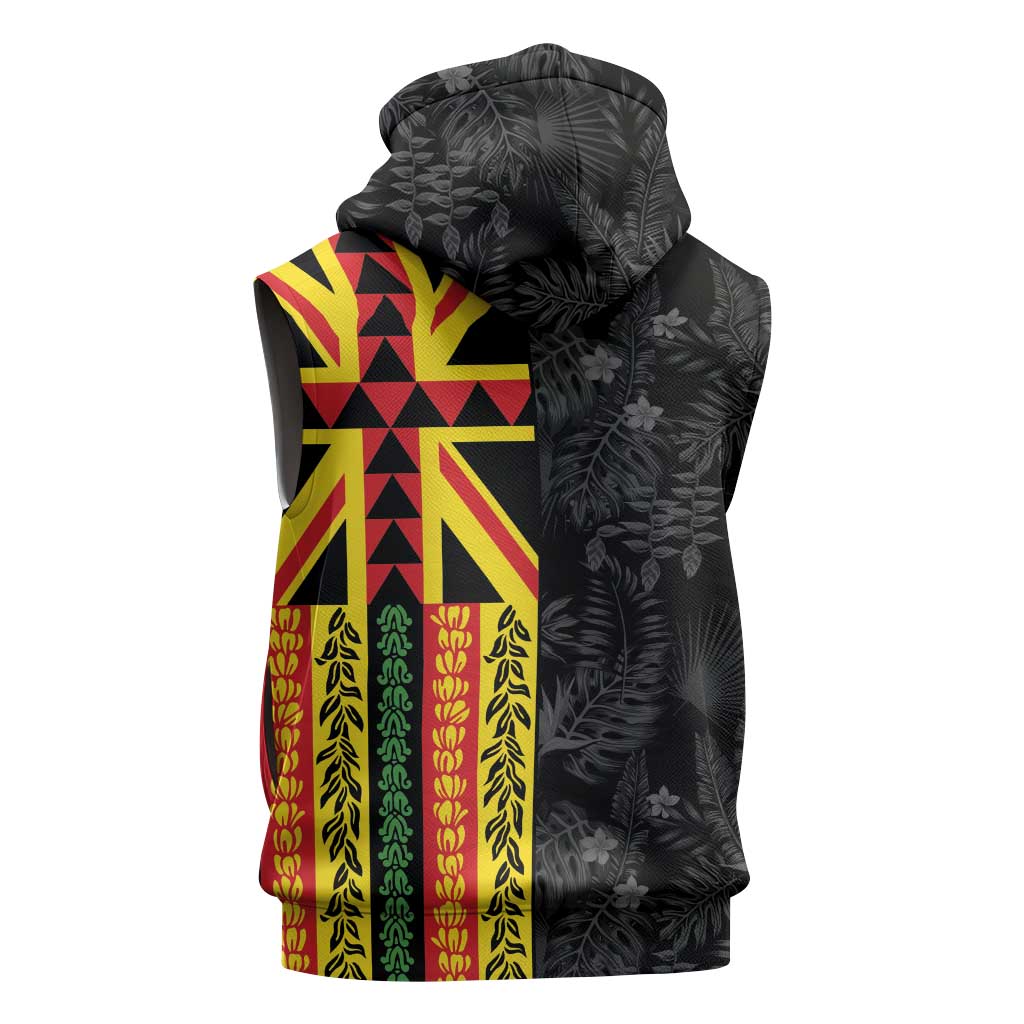 Hawaii Maoli Spirit Sleeveless Hoodie Kakau Pattern With Flower Lei LT05 - Polynesian Pride