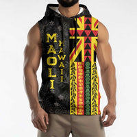 Hawaii Maoli Spirit Sleeveless Hoodie Kakau Pattern With Flower Lei LT05 - Polynesian Pride
