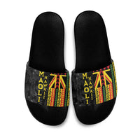 Hawaii Maoli Spirit Slide Sandals Kakau Pattern With Flower Lei - Polynesian Pride