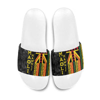 Hawaii Maoli Spirit Slide Sandals Kakau Pattern With Flower Lei - Polynesian Pride