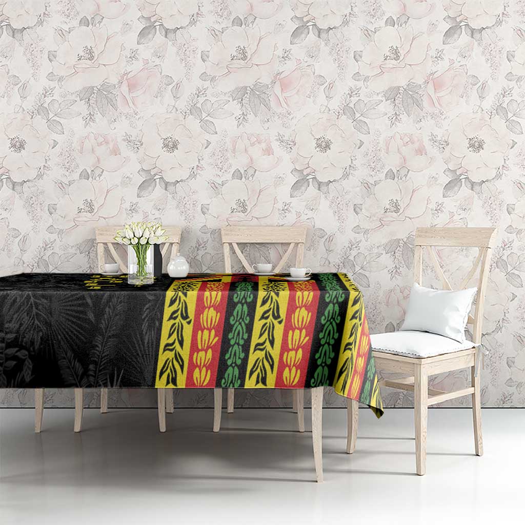 Hawaii Maoli Spirit Tablecloth Kakau Pattern With Flower Lei - Polynesian Pride