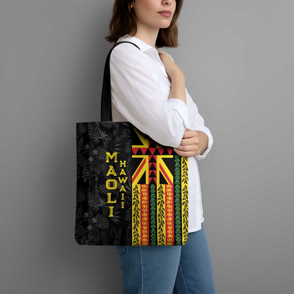 Hawaii Maoli Spirit Tote Bag Kakau Pattern With Flower Lei - Polynesian Pride