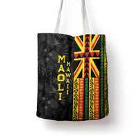 Hawaii Maoli Spirit Tote Bag Kakau Pattern With Flower Lei - Polynesian Pride