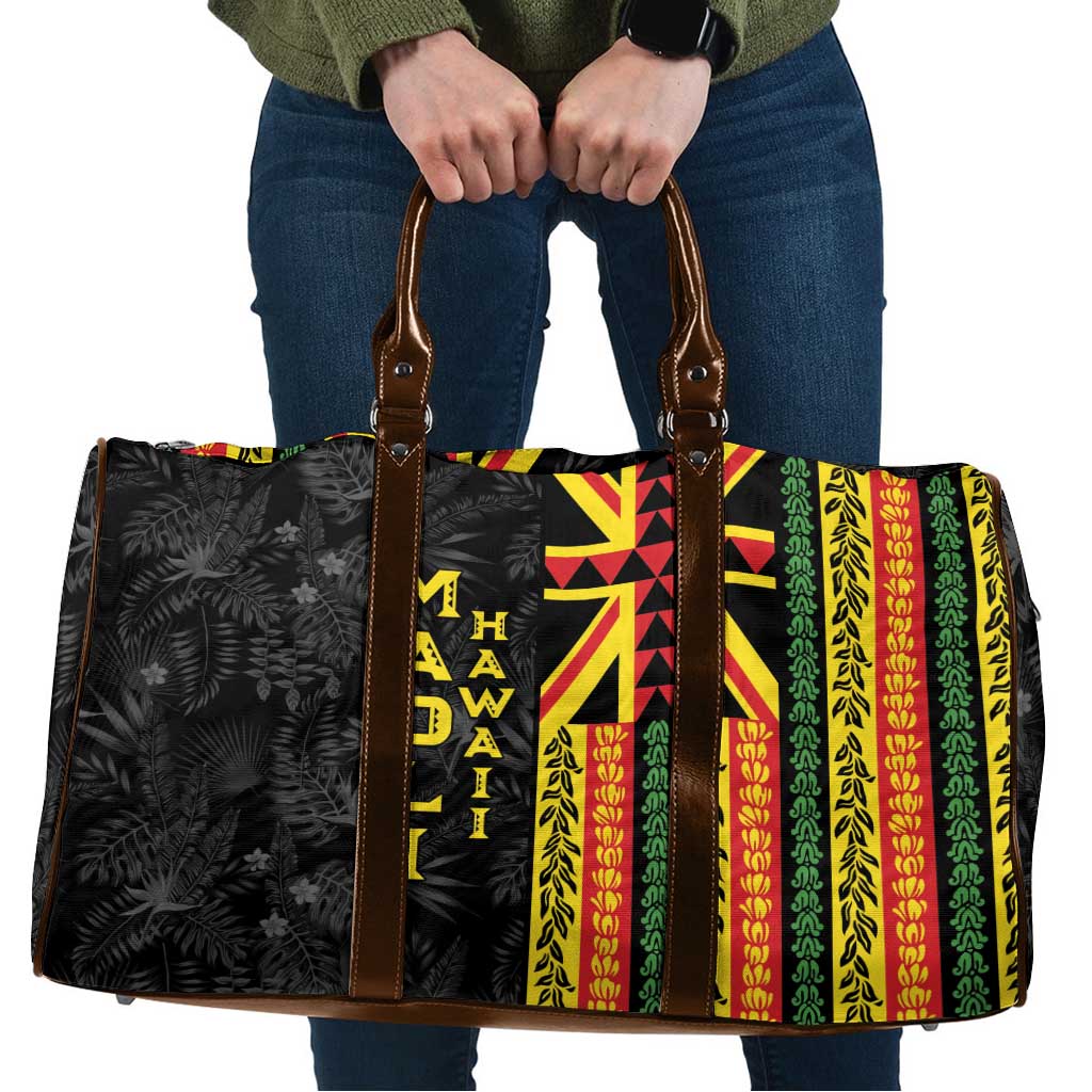 Hawaii Maoli Spirit Travel Bag Kakau Pattern With Flower Lei - Polynesian Pride