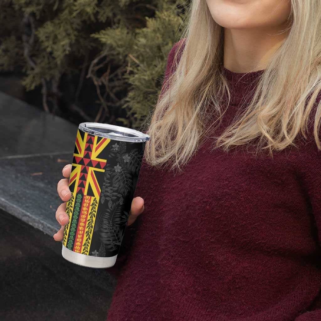 Hawaii Maoli Spirit Tumbler Cup Kakau Pattern With Flower Lei - Polynesian Pride