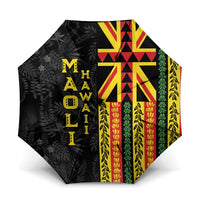 Hawaii Maoli Spirit Umbrella Kakau Pattern With Flower Lei - Polynesian Pride