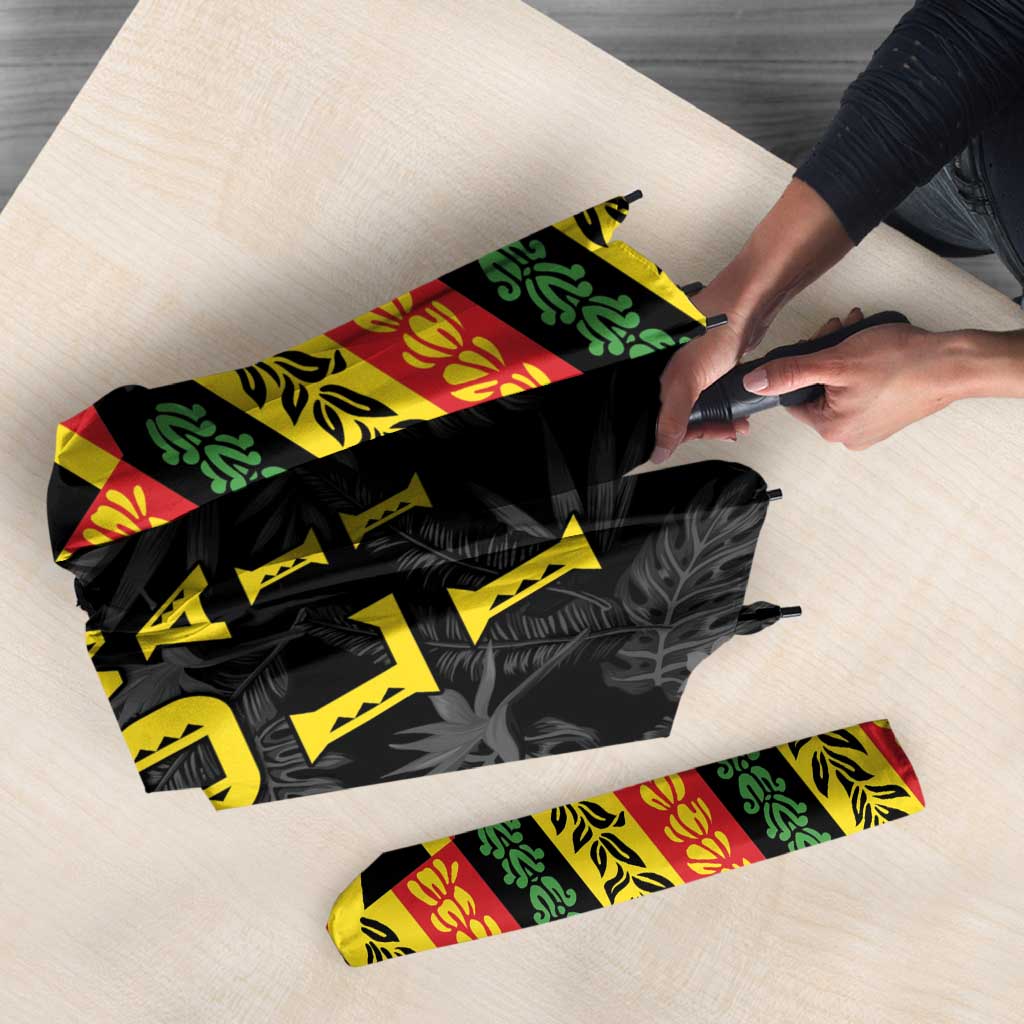 Hawaii Maoli Spirit Umbrella Kakau Pattern With Flower Lei - Polynesian Pride