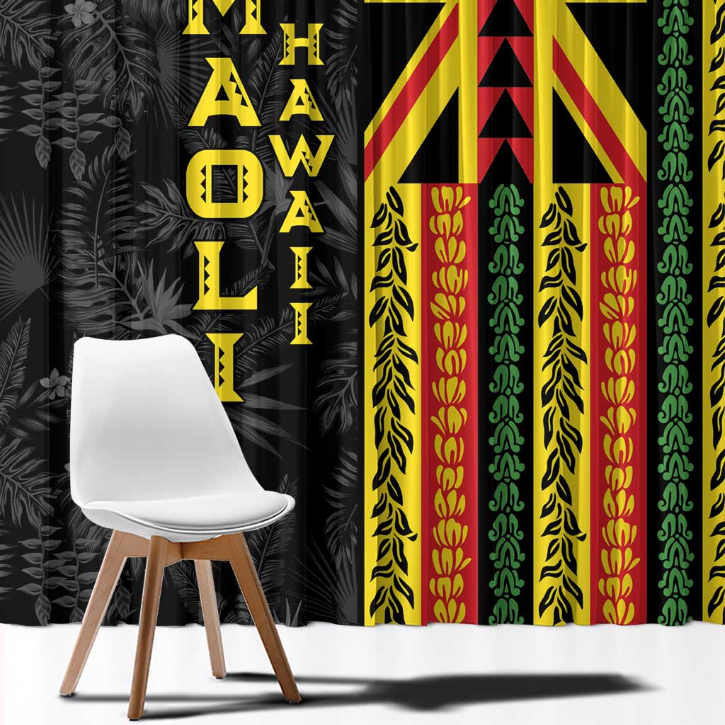 Hawaii Maoli Spirit Window Curtain Kakau Pattern With Flower Lei - Polynesian Pride