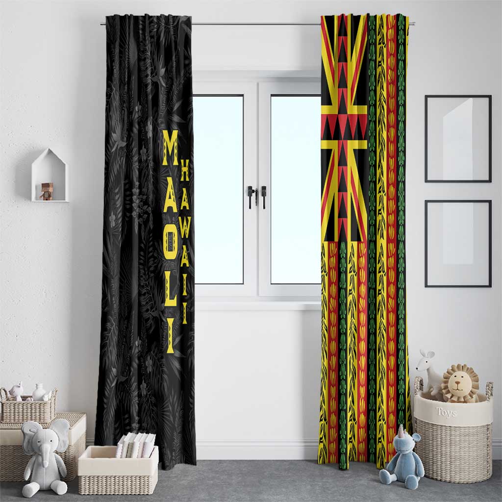 Hawaii Maoli Spirit Window Curtain Kakau Pattern With Flower Lei - Polynesian Pride