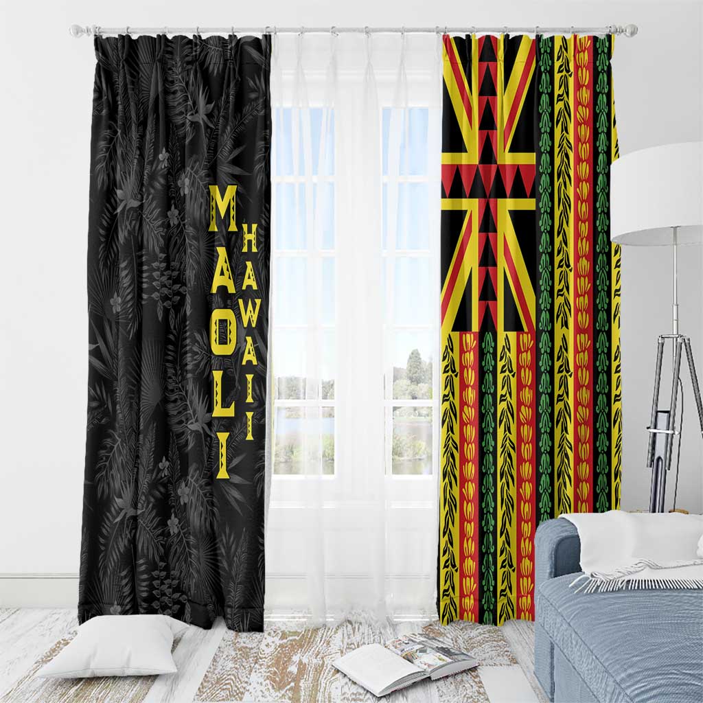 Hawaii Maoli Spirit Window Curtain Kakau Pattern With Flower Lei - Polynesian Pride