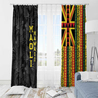 Hawaii Maoli Spirit Window Curtain Kakau Pattern With Flower Lei - Polynesian Pride