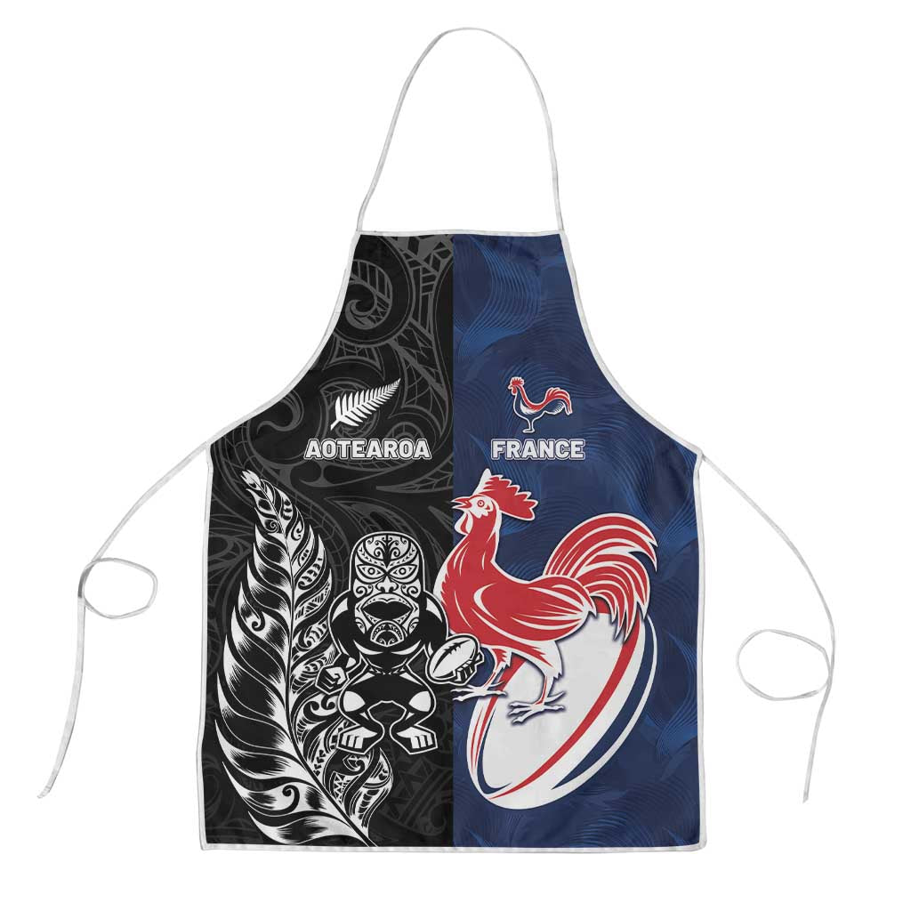 France And New Zealand Rugby Apron Les Bleus Rooster With Maori Tiki - Polynesian Pride