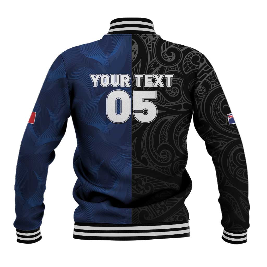 France And New Zealand Rugby Custom Baseball Jacket Les Bleus Rooster With Maori Tiki - Polynesian Pride