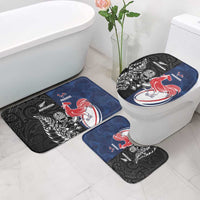 France And New Zealand Rugby Bathroom Set Les Bleus Rooster With Maori Tiki - Polynesian Pride