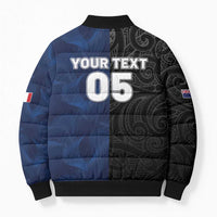 France And New Zealand Rugby Custom Bomber Puffer Jacket Les Bleus Rooster With Maori Tiki - Polynesian Pride