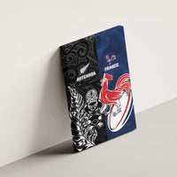 France And New Zealand Rugby Canvas Wall Art Les Bleus Rooster With Maori Tiki - Polynesian Pride