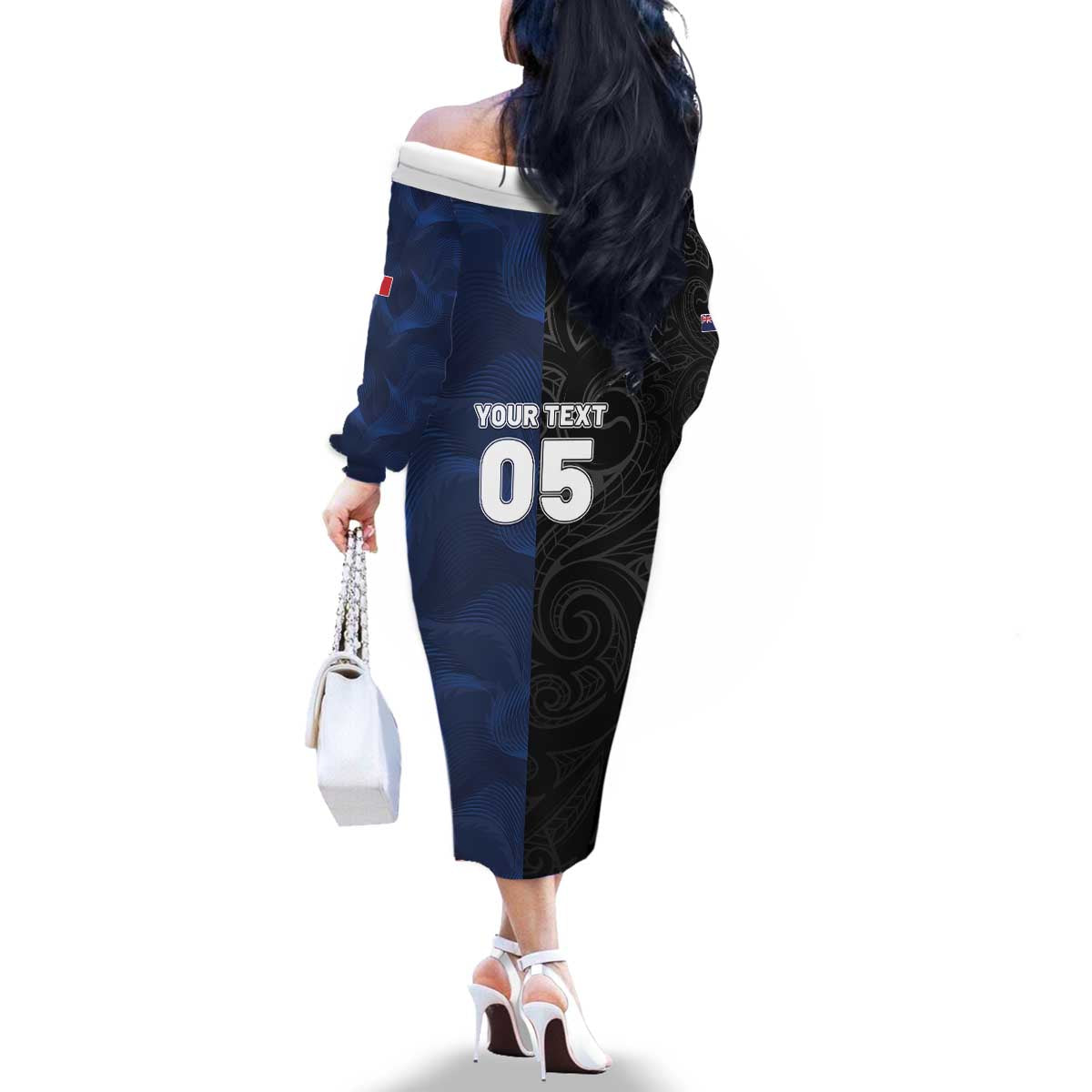 France And New Zealand Rugby Custom Family Matching Off The Shoulder Long Sleeve Dress and Hawaiian Shirt Les Bleus Rooster With Maori Tiki - Polynesian Pride