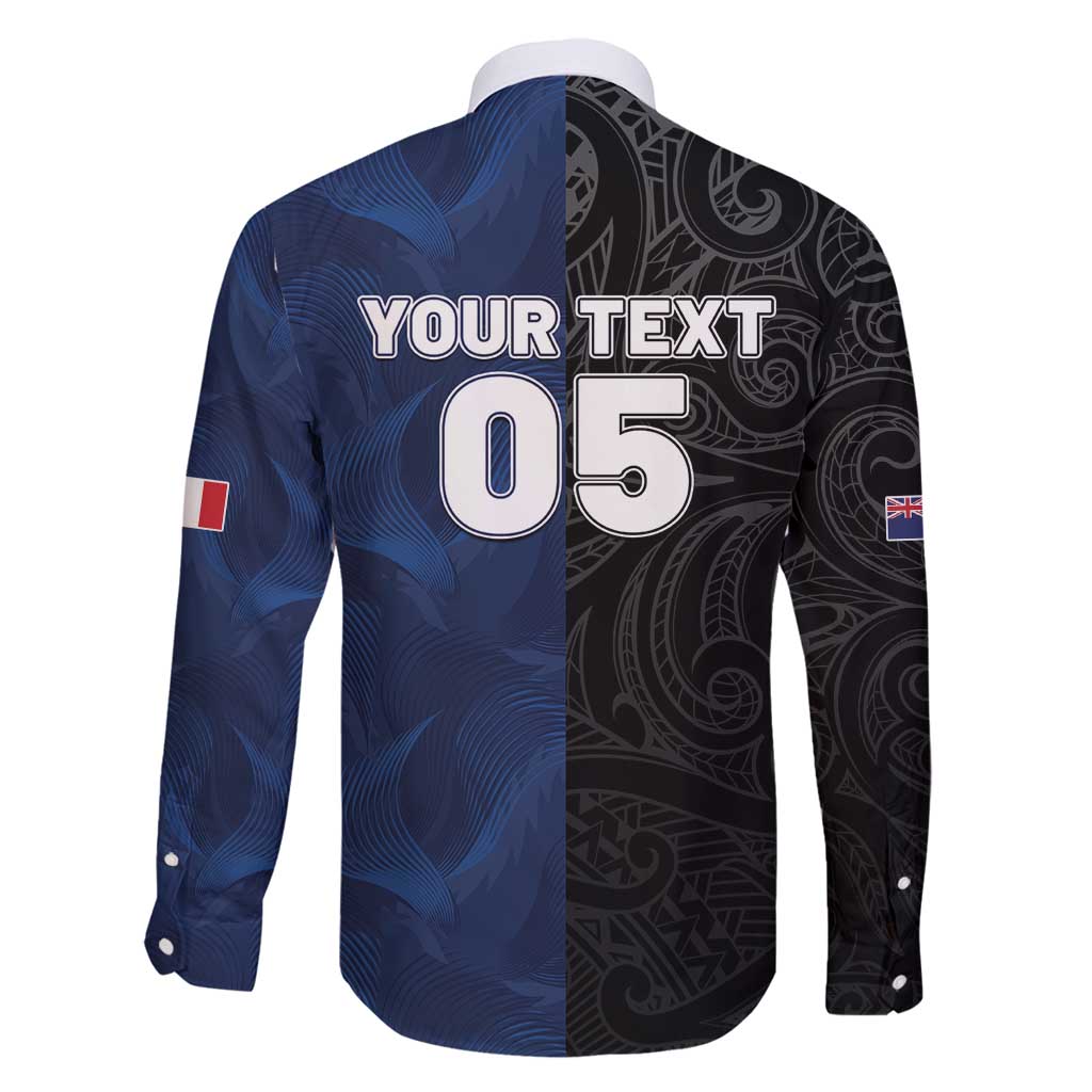 France And New Zealand Rugby Custom Family Matching Off Shoulder Short Dress and Hawaiian Shirt Les Bleus Rooster With Maori Tiki - Polynesian Pride