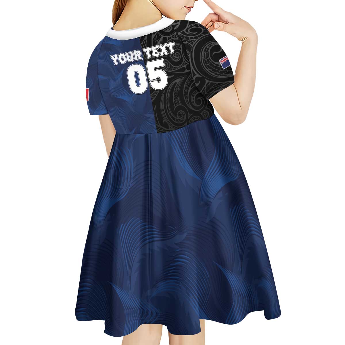 France And New Zealand Rugby Custom Kid Short Sleeve Dress Les Bleus Rooster With Maori Tiki - Polynesian Pride