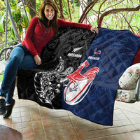 France And New Zealand Rugby Quilt Les Bleus Rooster With Maori Tiki - Polynesian Pride