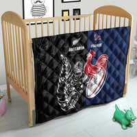 France And New Zealand Rugby Quilt Les Bleus Rooster With Maori Tiki - Polynesian Pride