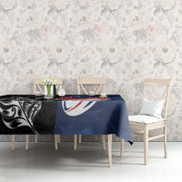 France And New Zealand Rugby Tablecloth Les Bleus Rooster With Maori Tiki - Polynesian Pride