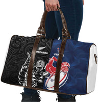 France And New Zealand Rugby Travel Bag Les Bleus Rooster With Maori Tiki - Polynesian Pride