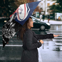 France And New Zealand Rugby Umbrella Les Bleus Rooster With Maori Tiki - Polynesian Pride