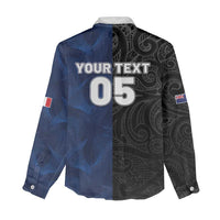 France And New Zealand Rugby Custom Women Casual Shirt Les Bleus Rooster With Maori Tiki - Polynesian Pride