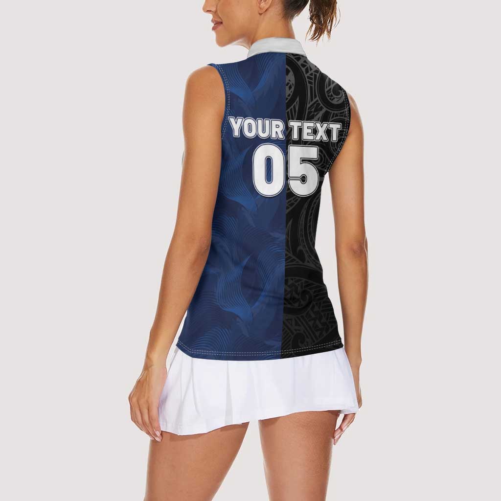 France And New Zealand Rugby Custom Women Sleeveless Polo Shirt Les Bleus Rooster With Maori Tiki - Polynesian Pride