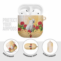 New Zealand Aotearoa Cockatoo AirPods Case Maori Pattern With Pohutukawa Flowers