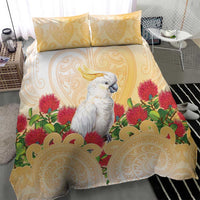 New Zealand Aotearoa Cockatoo Bedding Set Maori Pattern With Pohutukawa Flowers