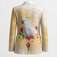 New Zealand Aotearoa Cockatoo Blazer Maori Pattern With Pohutukawa Flowers LT05 - Polynesian Pride