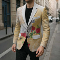New Zealand Aotearoa Cockatoo Blazer Maori Pattern With Pohutukawa Flowers LT05 - Polynesian Pride