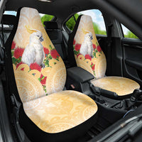 New Zealand Aotearoa Cockatoo Car Seat Cover Maori Pattern With Pohutukawa Flowers